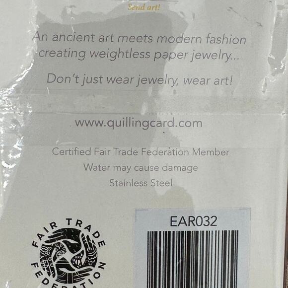 Quilled Dangle Leaf Earrings Green Paper Quilling Boho Peasant Cottage - Picture 2 of 5